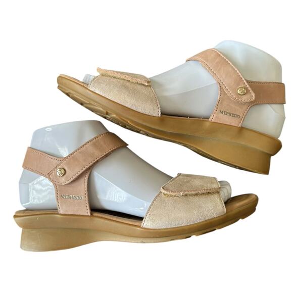 Mephisto Pattie Velcro Sandals Neutral Boho Summer Coastal Mermaid Seashell 7 - Picture 1 of 11